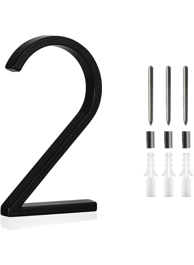 VITION Floating House Number 5 Inch, Metal Anti-Rust Outdoor Home Address Plate with Nail Kits for Door Garden Mailbox Decor Signage (Number 2, Black) - Image 1