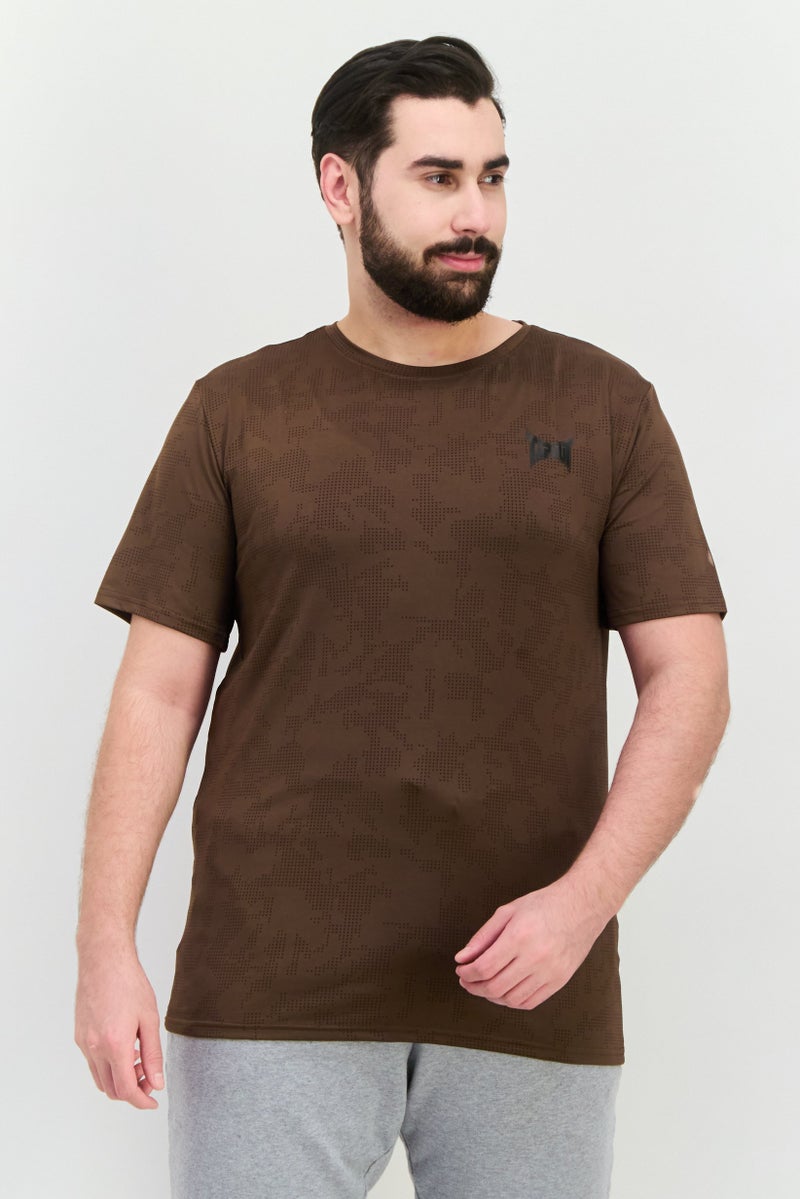TapouT Men Sportswear Fit Short Sleeves Training T-Shirt, Coffee Brown  - Image 1