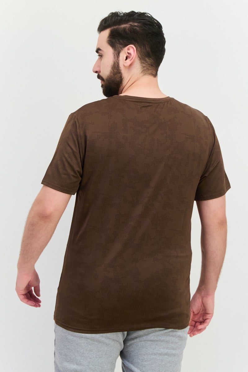 TapouT Men Sportswear Fit Short Sleeves Training T-Shirt, Coffee Brown  - Image 3