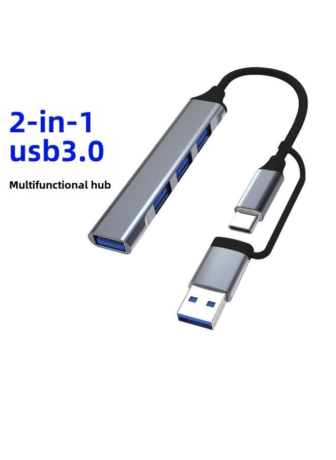 Generic USBHUB Hub Type-c To USB3.0 Mobile Phone Computer Connection Mouse Keyboard Card Reader-Number Of Interfaces:USB Interface-gray Shell Black Wire Bag  - Image 2