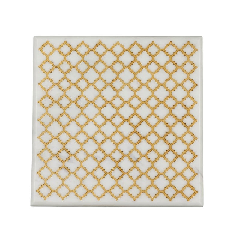 Stone Essential حامل حجر أساسي من الرخام الأبيض للاحتفالات وطبق ساخن لتزيين المطبخ والمكتب ومجموعة هدايا من 2 - Image 1