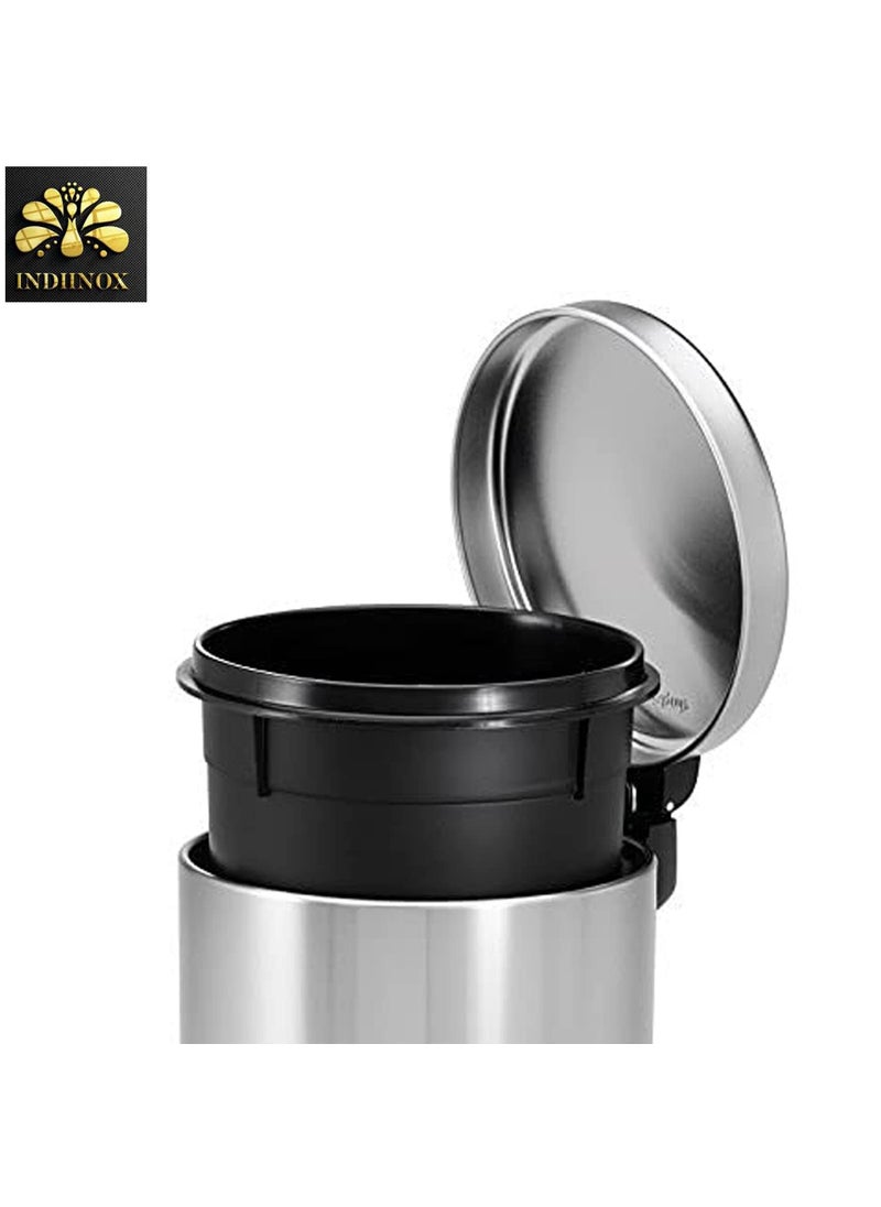 INDIINOX INDIINOX Stainless Steel Dustbin StepOn Pedal Lid Garbage Bin with Removeable Bucket Dustbin for Office Kitchen Bathroom Pedalbin Perforated Modern Design Lightweght Dustbin 7in x11in 5 ltr  - Image 2