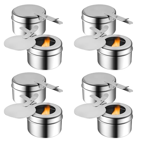 Fasmov 8 Pack Chafing Fuel Holder, Stainless Steel Fuel Holders with Safety Cover, Canned Heat Holder for Chafing Dish, Canned Heat Box Holder for Buffet Barbecue Parties Chafing Dish Buffet - Image 1