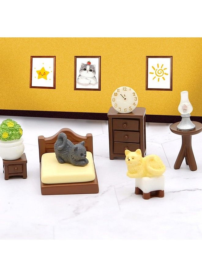 MOMOONNON 23Pcs Brown Dollhouse Mini Furniture Kit Decoration Diy Accessories Including Dining Room Sitting Living Bedroom Set Toys For Baby Boys Children Girls Dollhouse Accessories  - Image 4