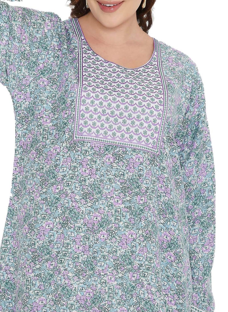 هانا آند سارا فستان جلابية عربي نسائي فضفاض بأكمام طويلة وطبعة تجريدية - Image 3