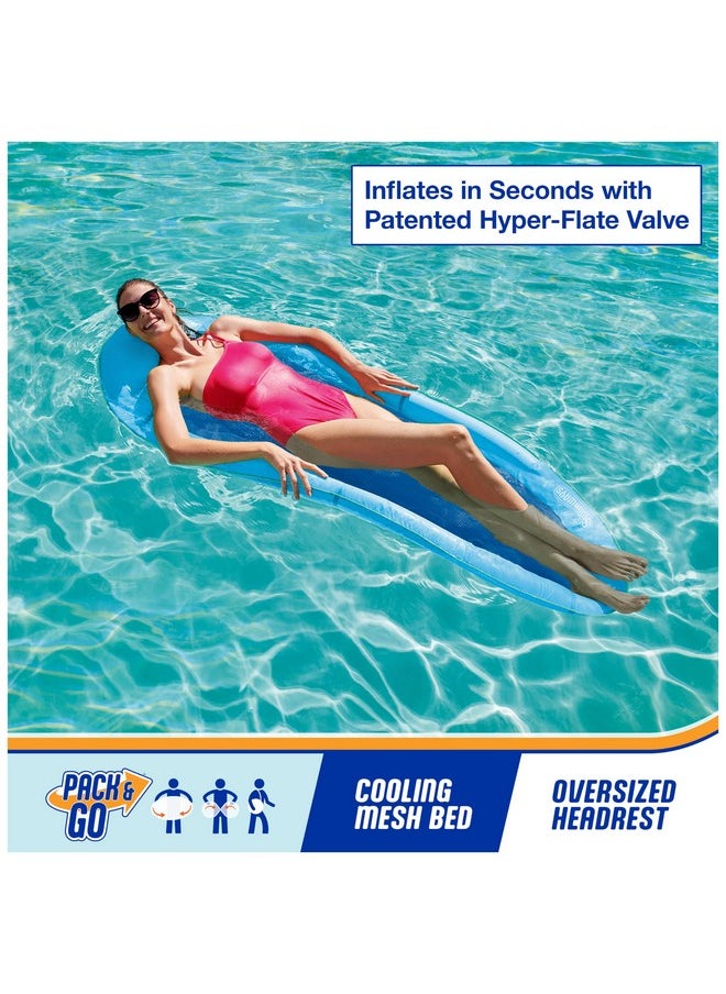 SwimWays - Spring Float Premium Hammock Pool Lounger For Swimming Pool, Inflatable Pool Floats Adult With Fast Inflation For Ages 15 & Up, Sky Blue - Image 1