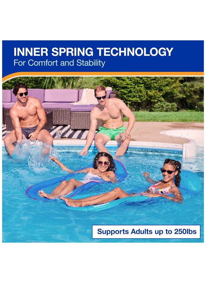 SwimWays - Spring Float Premium Hammock Pool Lounger For Swimming Pool, Inflatable Pool Floats Adult With Fast Inflation For Ages 15 & Up, Sky Blue - Image 1