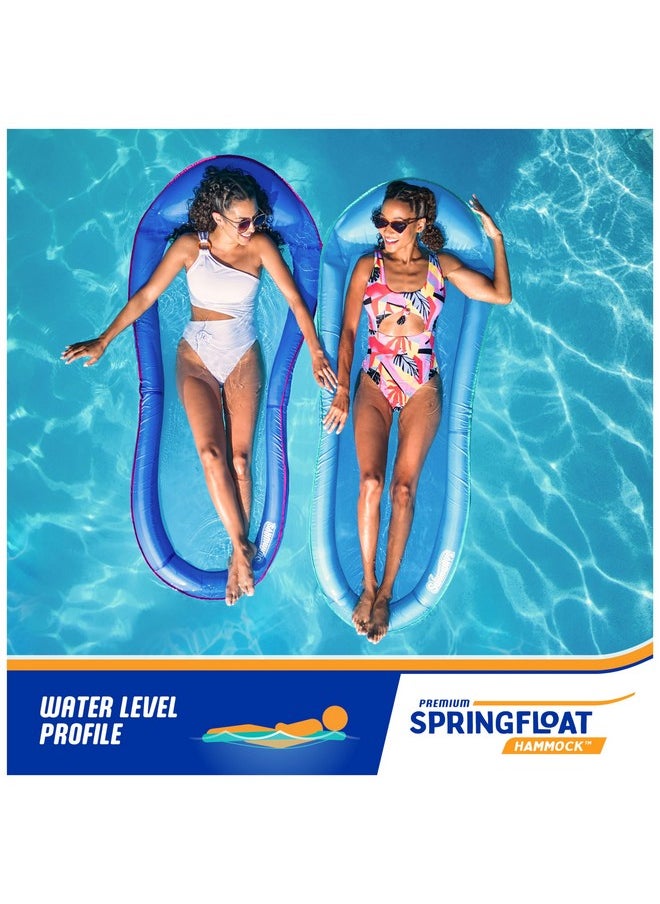 SwimWays - Spring Float Premium Hammock Pool Lounger For Swimming Pool, Inflatable Pool Floats Adult With Fast Inflation For Ages 15 & Up, Sky Blue - Image 1