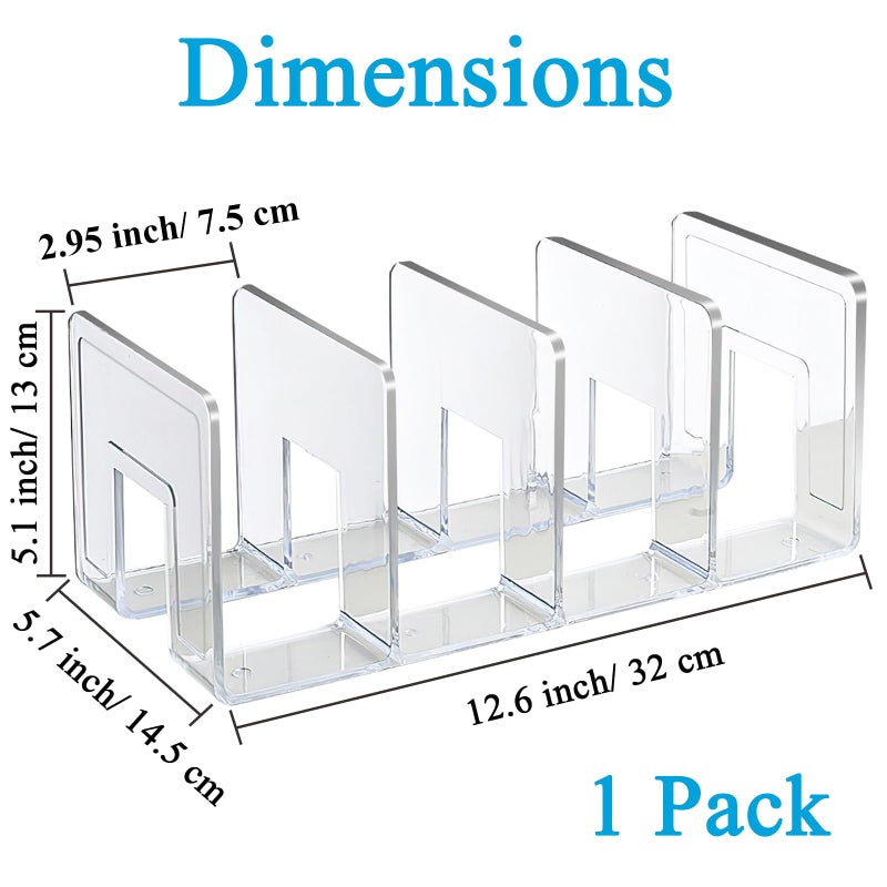 SAYEEC Acrylic File Sorter, Clear File Holder Acrylic Desk Organizer, Sturdy Desktop Files Organizer Files Folder Holder Rack for Envelopes Mail Letter Paper Notebook Electronics (4 Sections, 1 Pack) - Image 2