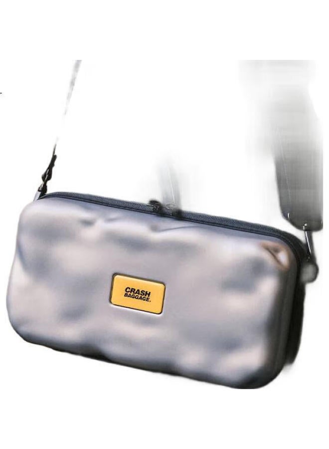 Crash Baggage Fashion Casual Crossbody Bag Hard Shell Cosmetic Bag Unisex Mini Square Bag Silver Small Size - Image 2