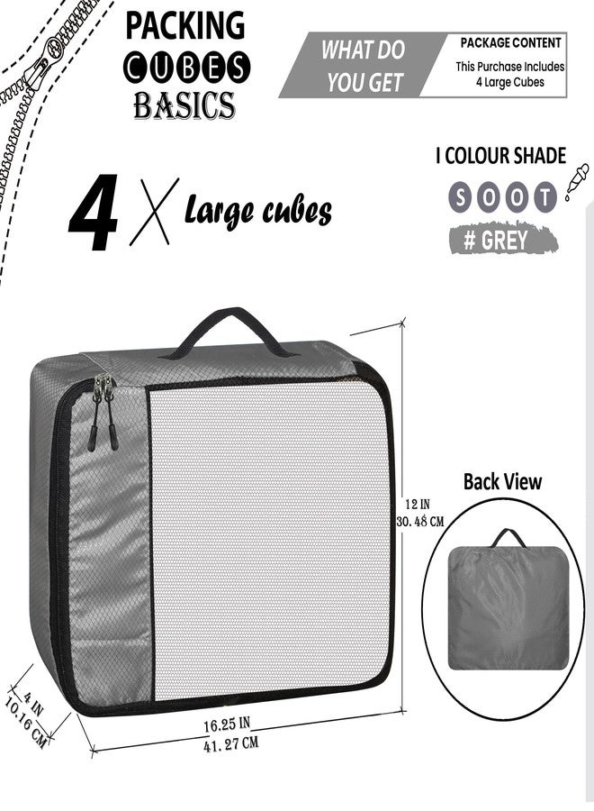 GBMI Compression Packing Cubes Travel Organizer, Travel Organiser Bags for Luggage, Clothes, Suitcase Travelling Pouches for Men And Women, Polyester (Large- Pack of 4, Grey) - Image 2