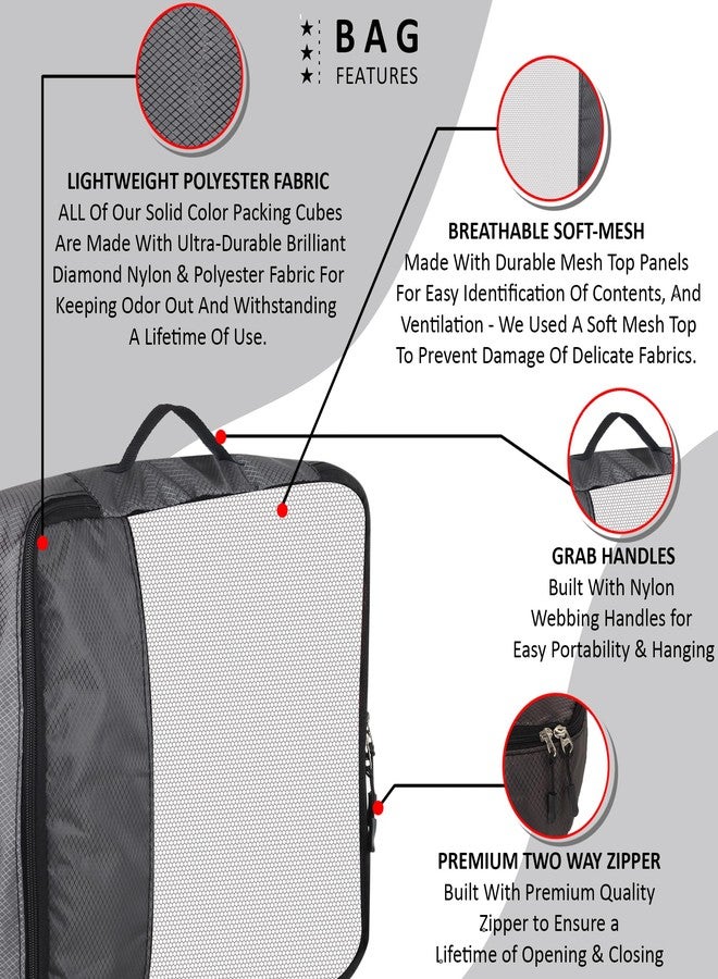 GBMI Compression Packing Cubes Travel Organizer, Travel Organiser Bags for Luggage, Clothes, Suitcase Travelling Pouches for Men And Women, Polyester (Large- Pack of 4, Grey) - Image 3