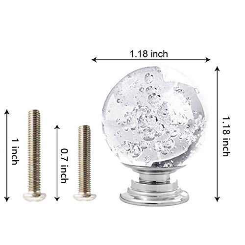 ANJUU 12 Pcs 30mm Round Shape Bubble Crystal Glass Cabinet Knobs with Screws Drawer Knob Pull Handle Used for Kitchen, Dresser, Door, Cupboard (Clear) - Image 2