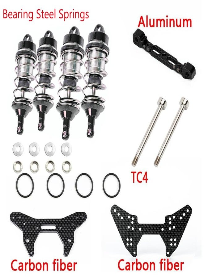 MOSHNOLY Shock Absorber & Carbon Fibre Shock Tower Set for ARRMA 1/8 Typhon 6S BLX 4WD,Design For Typhon 6s Top Speed,Front Rear RC Shocks Damper,88mm/98mm Adjustable Absorber Hop Ups ARA330627,ARA330628-Black - Image 3