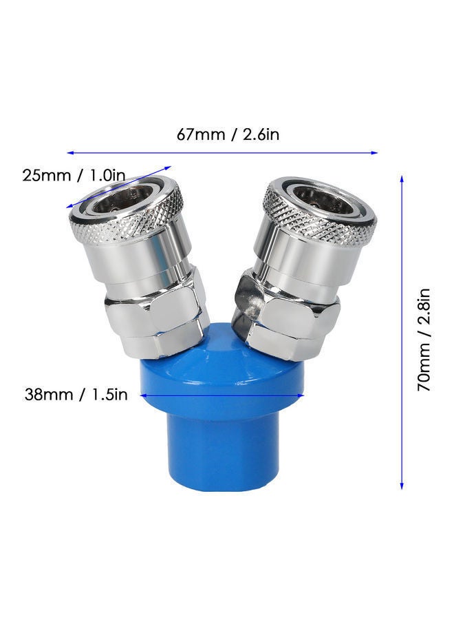 NIBEMINENT PT 1-4 Inch SMV C Type Air Hose Splitter Coupler Silver/Blue - Image 2