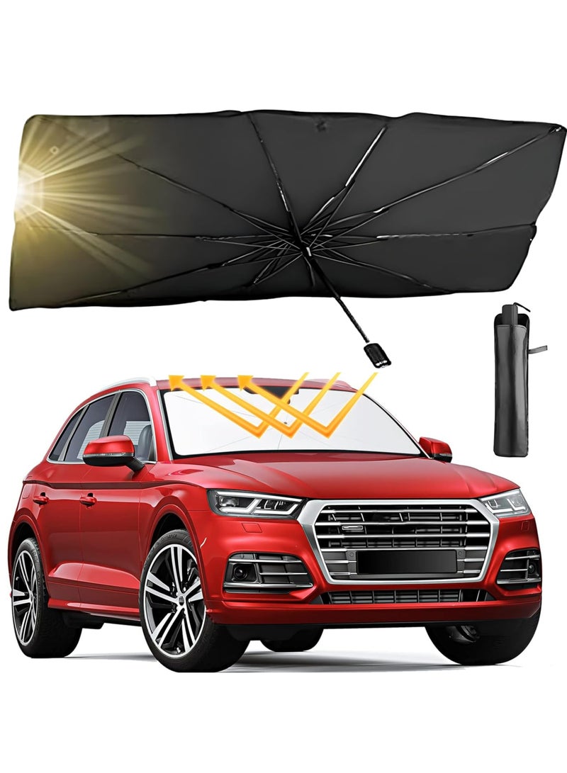 حومة سيارة الشمس الظل سيارة الزجاج الأمامي مظلة قابلة للطي مظلة عاكسة للضوء نافذة السيارة الأمامية كتلة الأشعة فوق البنفسجية 57 × 30 بوصة العالمي يناسب الشمس الظل للمركبات حجم 57 × 31 بوصة - Image 1