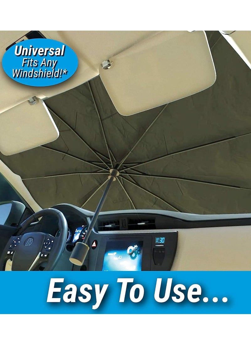حومة سيارة الشمس الظل سيارة الزجاج الأمامي مظلة قابلة للطي مظلة عاكسة للضوء نافذة السيارة الأمامية كتلة الأشعة فوق البنفسجية 57 × 30 بوصة العالمي يناسب الشمس الظل للمركبات حجم 57 × 31 بوصة - Image 3
