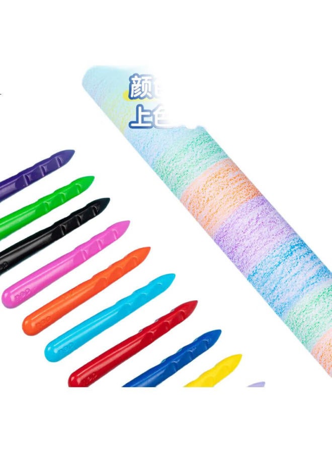 Deli 24 Colors Easy Grip Triangular Shaft Hole-Free Hand Crayons Children'S Painting Drawing Art Cute Yiyi Skiing (24 Colors/Box) Gift Hm719-24【Christmas Goods】Art Sketching - Image 2