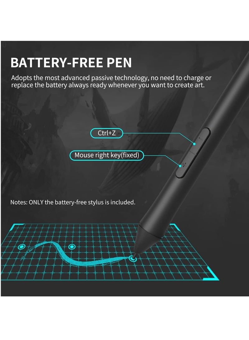 Battery-free stylus pen 8192 pressure levels with 2 wireless customizable ons for T503 G10 graphics tablet - Image 2