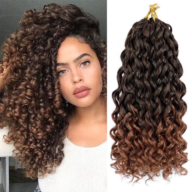 7 Packs GoGo Curl Crochet Hair 14 Inch Short Curly Crochet Hair for Women Beach Curl Water Wave Deep Twist Crochet Braids Synthetic Braiding Hair Extensions 14 Inch T1B30