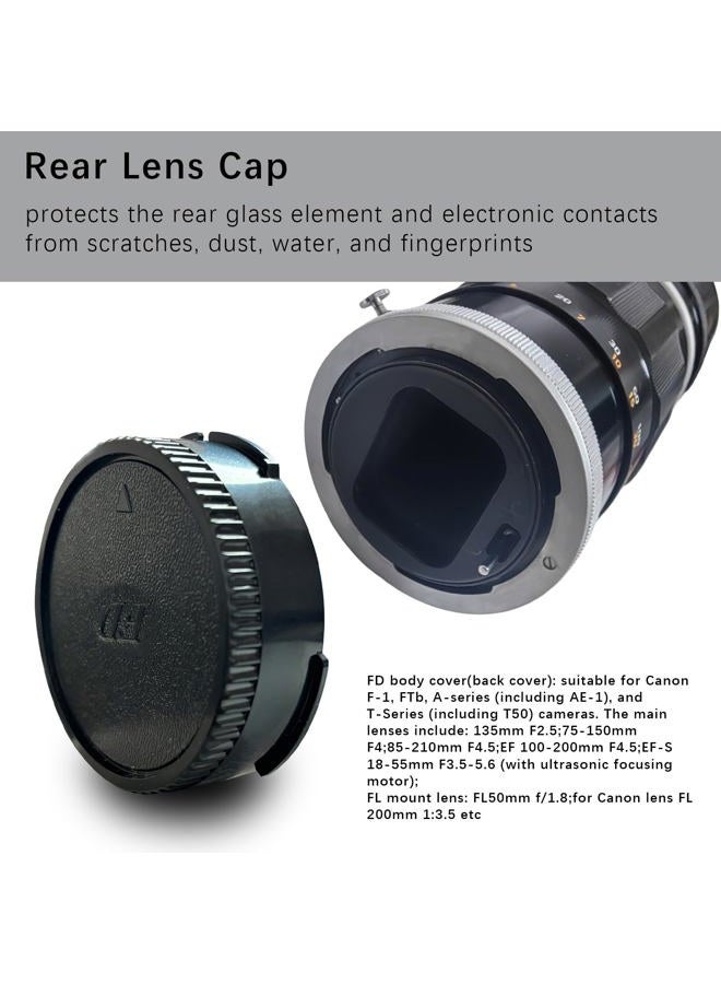 AMOTOK FD Camera Body and Rear Lens caps,Compatible with for AE-1P F-1 AV-1 A-1 AE-1 T-80 Camera and FD Mount Lens & FL Mount Lens - Image 3