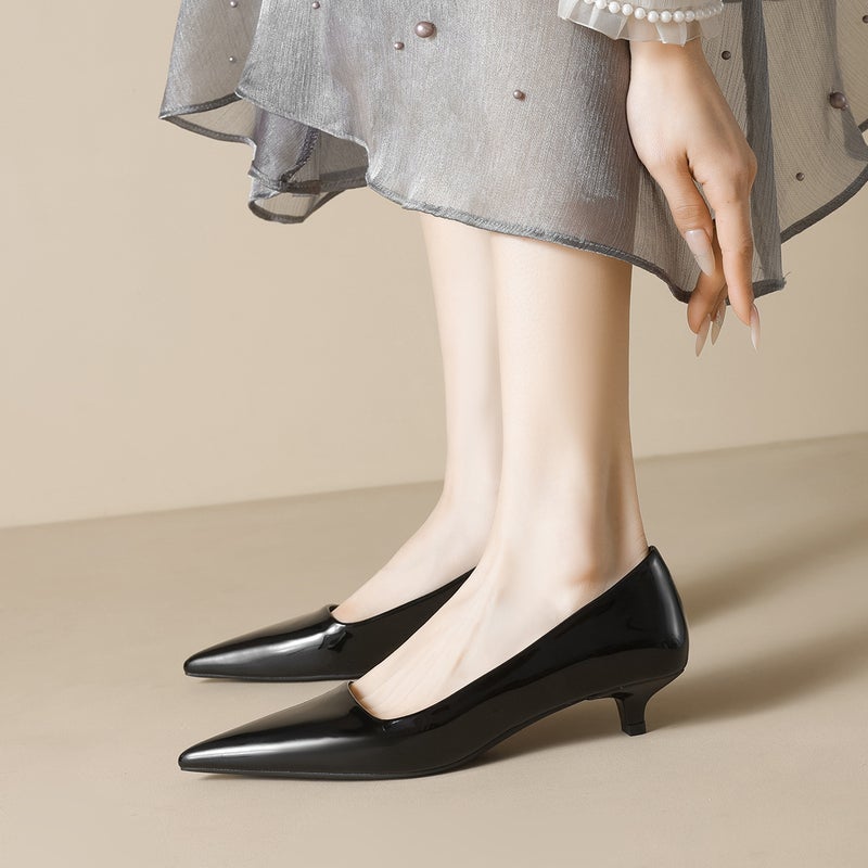 حذاء عالي الكعب مدبب Weiwei Girl 378-2 كعب ستيليتو بتصميم فرنسي للنساء، حذاء عمل سطحي بلون نود - Image 5