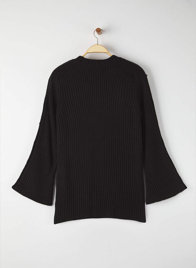trendyol Black Flare Sleeve Detailed Knitwear Sweater - Image 5