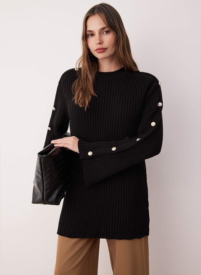 trendyol Black Flare Sleeve Detailed Knitwear Sweater - Image 2