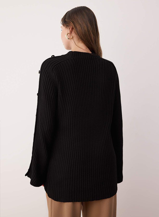trendyol Black Flare Sleeve Detailed Knitwear Sweater - Image 4