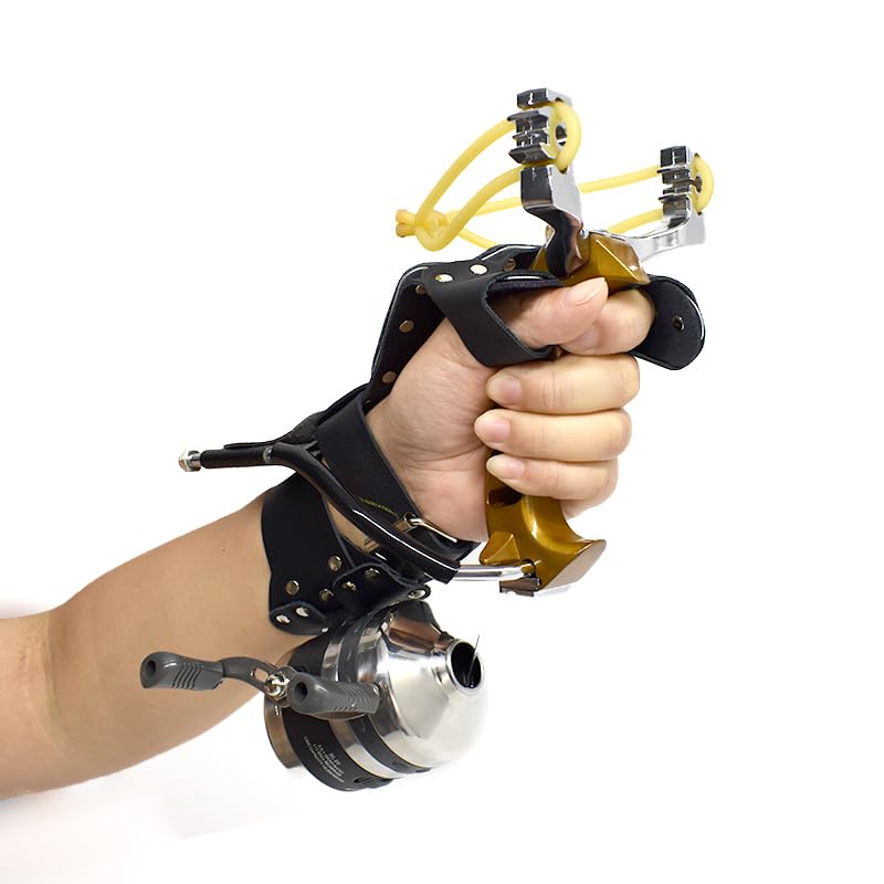 Marksman ® Top Metal Fishing Slingshot Catapult Gulel Combo Set (Fishing Gold BL25S Right Hand Combo Set) - Image 2