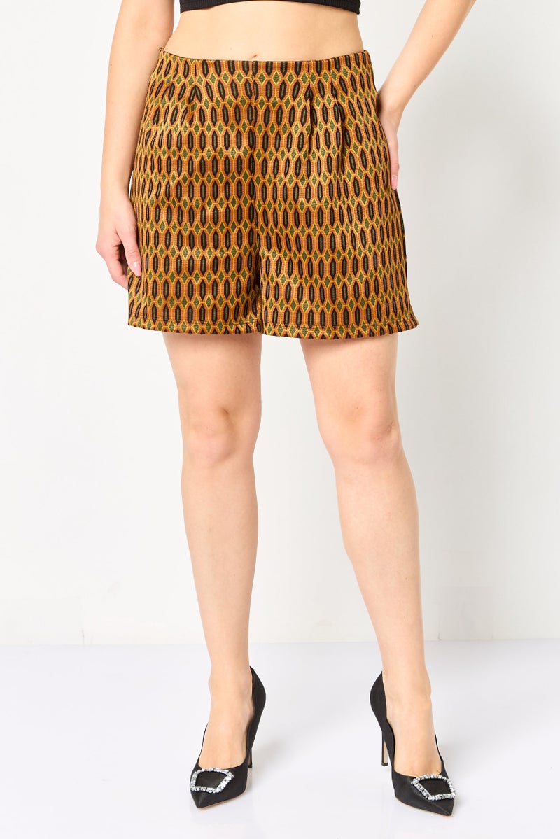 promod شورتات أساسية بطبعة شاملة للنساء، متعددة الألوان - Image 1