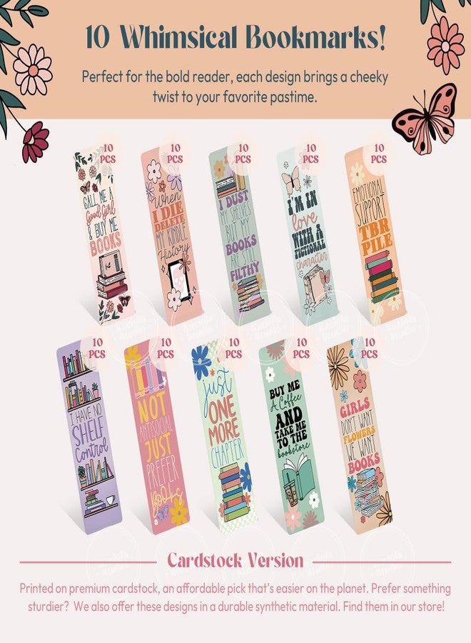 KACIOLA STUDIO 100PCS Bookmarks for Women, Booklovers Theme Paper Bookmarks Bulk 6" x 2" Cute Book Marks for Reading Book Lovers Students Schools Gifts (Booklovers) - Image 2