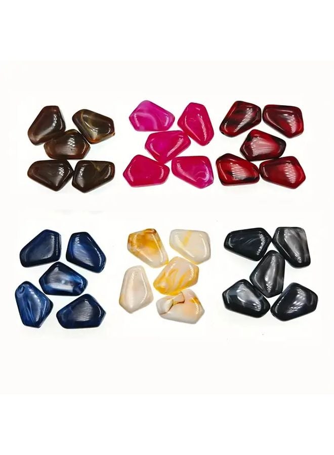 Dark Coffee Color Acrylic Shaped Stone Beads 12pcs DIY Loose Beads for Jewelry Making Craft Supplies - Image 1