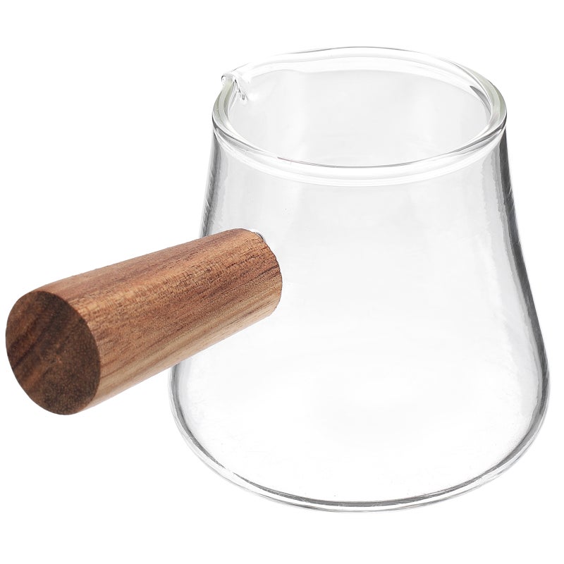2pcs Glass Creamer Coffee Creamer Pitcher Large Coffee Pitcher with Wood Handle - Image 3