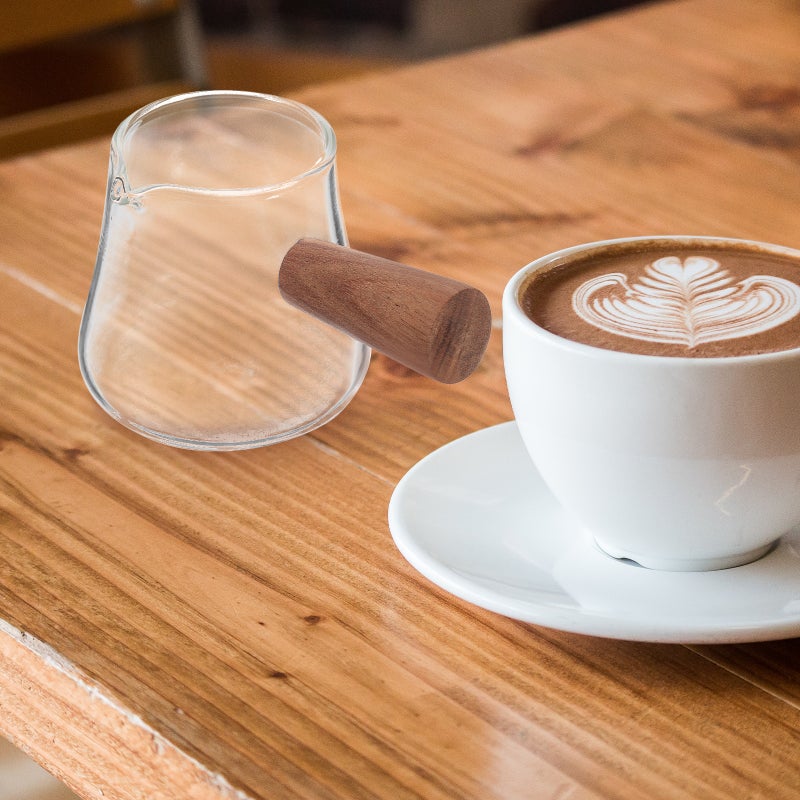2pcs Glass Creamer Coffee Creamer Pitcher Large Coffee Pitcher with Wood Handle - Image 5