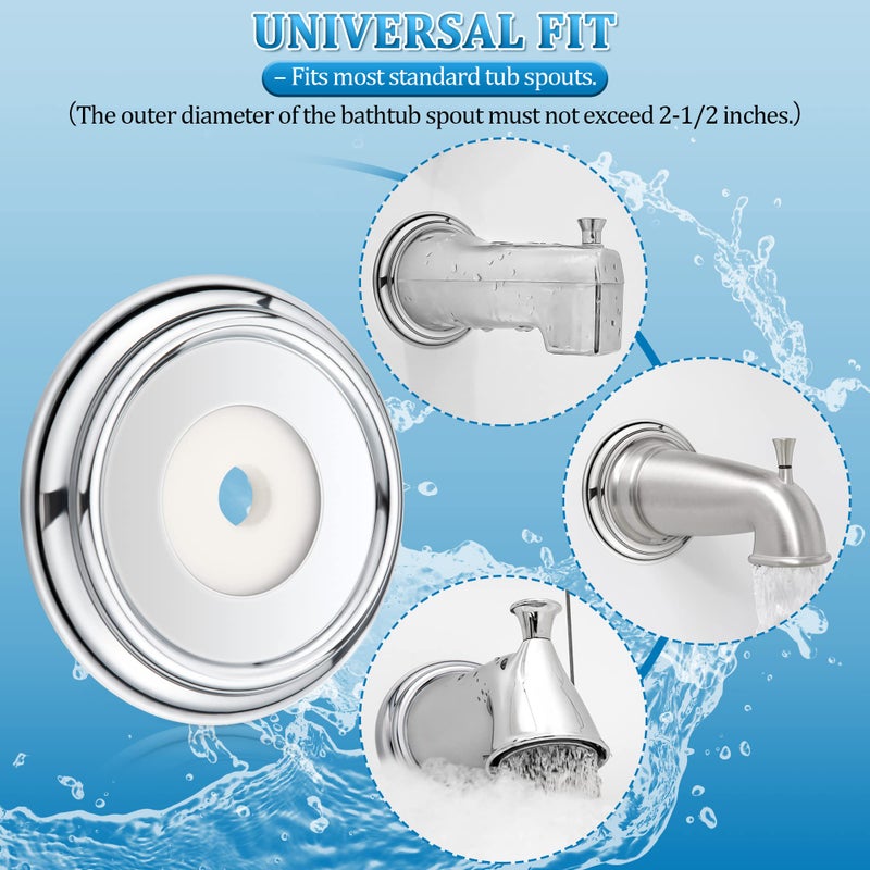 Enhon Metal Tub Spout Cover Ring, Bathroom Faucet Remodeling Wall Plate with Foam Gasket, 1-1/2 Inch ID and 3-5/8 Inch OD(Chrome) - Image 5