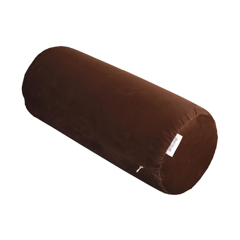 RINIPO Memory Foam Orthopedic Cylindrical Bolster Cushion for Neck Pain Relief and Rest I Removable Washable Velvet Cover 1 Brown 22 x 8 x 8 - Image 1
