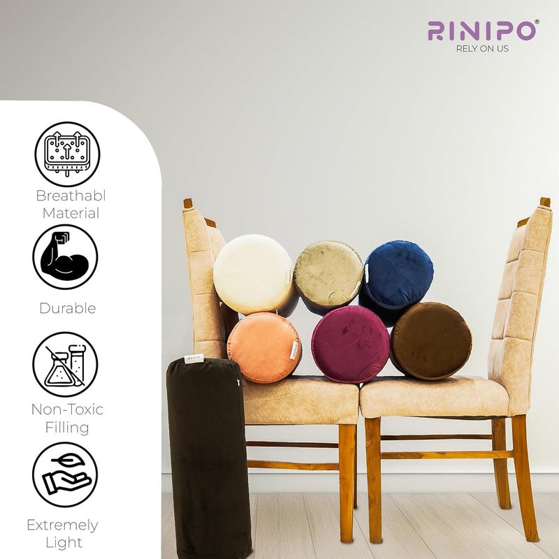 RINIPO Memory Foam Orthopedic Cylindrical Bolster Cushion for Neck Pain Relief and Rest I Removable Washable Velvet Cover 1 Brown 22 x 8 x 8 - Image 4