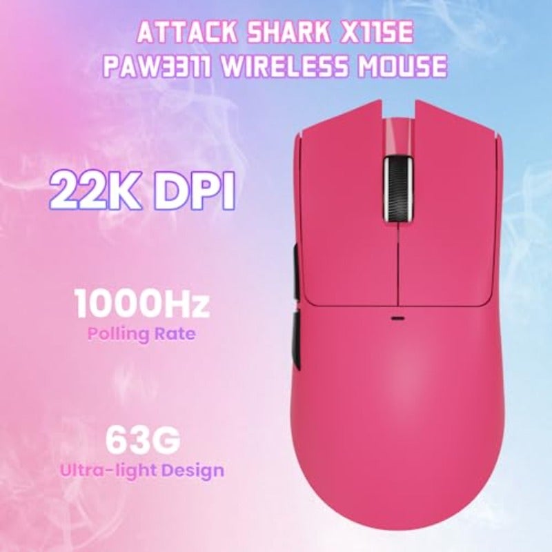 ATTACK SHARK X11SE Wireless Gaming Mouse 63g Superlight With PixArt PAW3311 Sensor 22000 DPI Tri-Mode BT 2.4Ghz Wired 1000Hz Polling rate 300mAh Battery Dual Driver for PC PS Mac Berry Red - Image 2