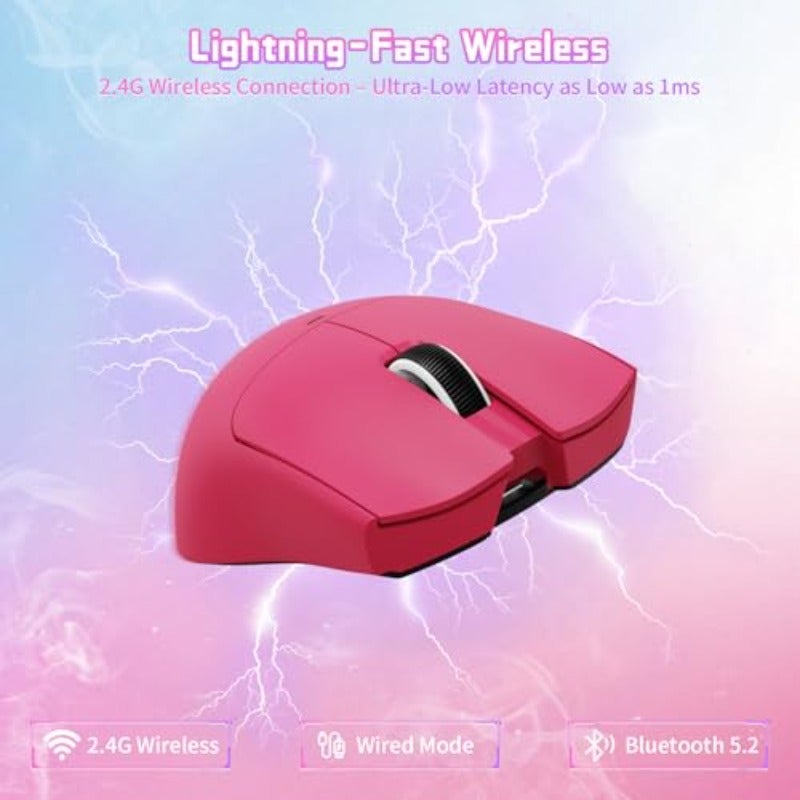 ATTACK SHARK X11SE Wireless Gaming Mouse 63g Superlight With PixArt PAW3311 Sensor 22000 DPI Tri-Mode BT 2.4Ghz Wired 1000Hz Polling rate 300mAh Battery Dual Driver for PC PS Mac Berry Red - Image 3