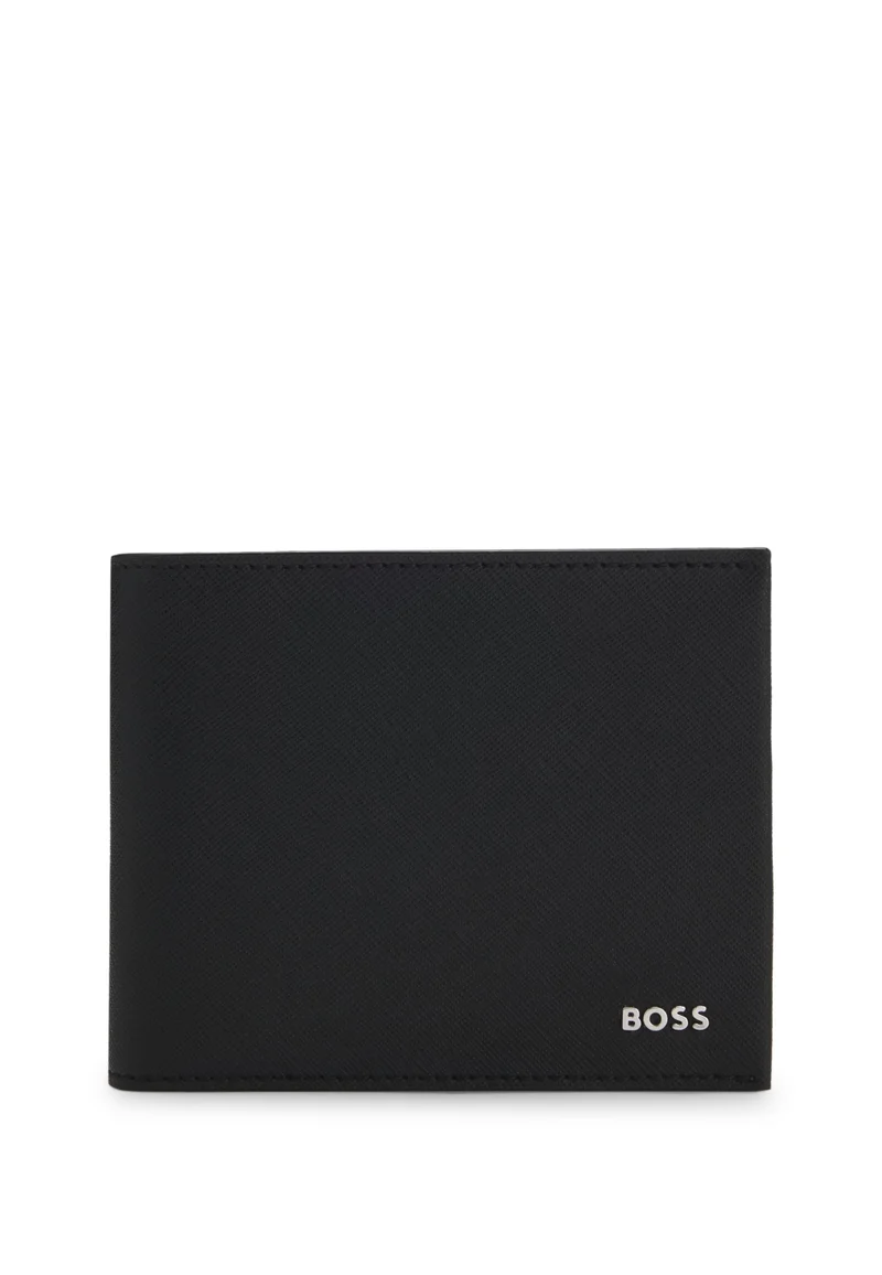 بوس Structured trifold wallet with polished logo lettering
