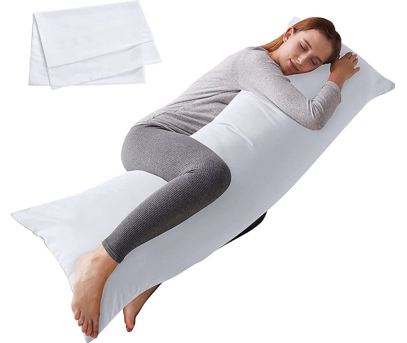 ELNIDO QUEEN Body Pillow with Pillowcase  Soft Long Bed Pillow for Adults  Breathable Full Body Pillow Insert for Sleeping 20x54inches  White