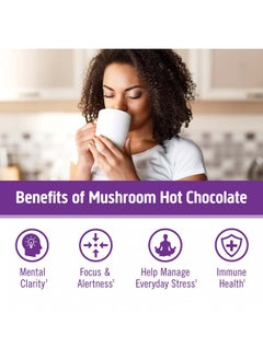 Om Mushroom Superfood Hot Chocolate Blend Mushroom Powder Single Serve 10 Count Dutch Cocoa 2G Of Sugar 25 Calories Lion Mane Reishi Chaga Turkey Tail Focus And Stress Support  - Image 5