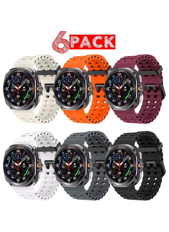CATANES - 6 Pack of Band for Samsung Galaxy Watch 7 Ultra Soft Silicone  Adjustable, Sweat-Resistant, and Stylish - Image 1