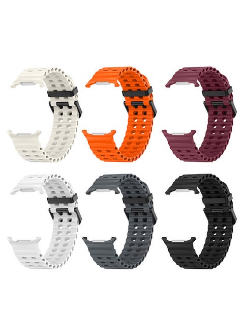 6 Pack of Band for Samsung Galaxy Watch 7 Ultra Soft Silicone  Adjustable, Sweat-Resistant, and Stylish