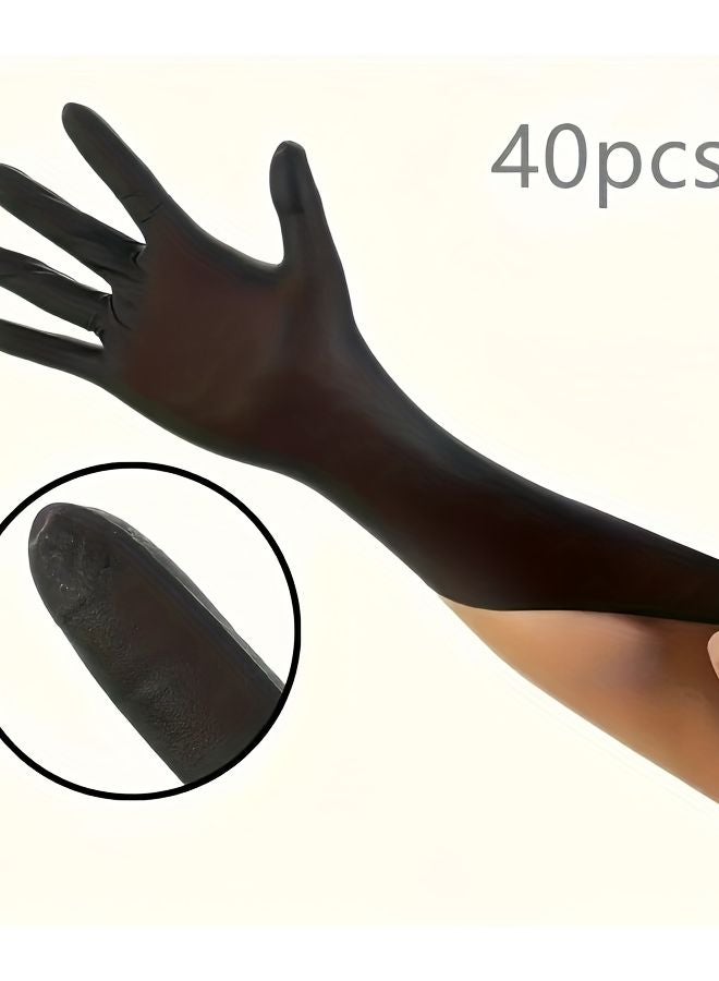 Black Nitrile Gloves 40pcs Textured Fingertip Disposable Multi Purpose Size S - Image 1