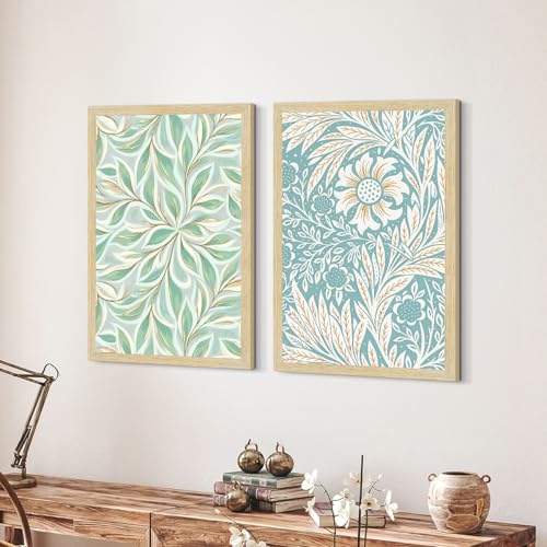ArtX Paper Floral Art Paintings with Frame for Home Decor, Madhubani Wall Paintings for Living Room, Multicolor, Natural Wood Color Frames, Set of 2 - Image 5
