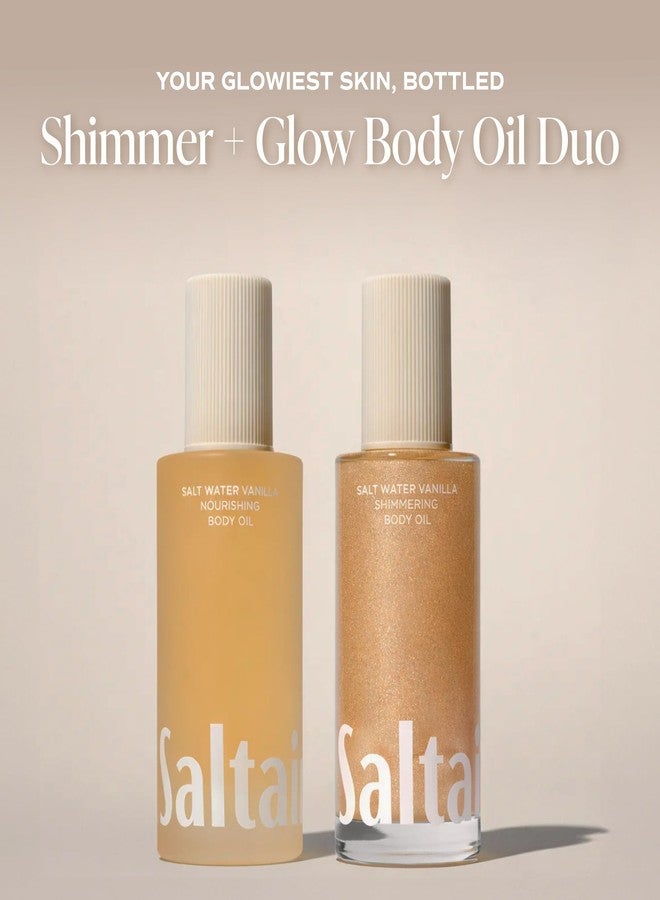 Saltair Shimmering Body Oil – Scented Dry Oil Moisturizer with Light-Reflecting Pearl Pigments – Moisturizing Glow for All Skin Types – Salt Water Vanilla, 4oz - Image 3