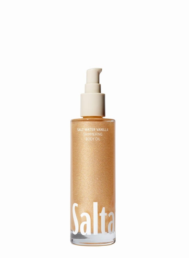 Saltair Shimmering Body Oil – Scented Dry Oil Moisturizer with Light-Reflecting Pearl Pigments – Moisturizing Glow for All Skin Types – Salt Water Vanilla, 4oz - Image 1