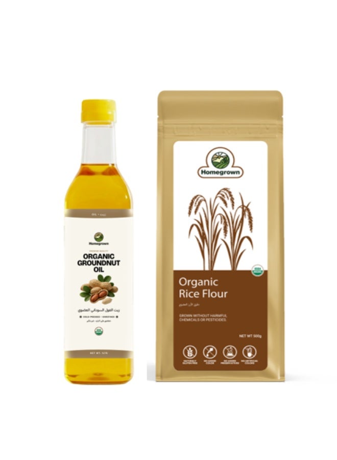 HG Organic Groundnut Oil + HG Organic Rice Flour ( 2 Pack  )